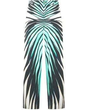 Roberto Cavalli Ray Of Sea-Print Trousers - Blue