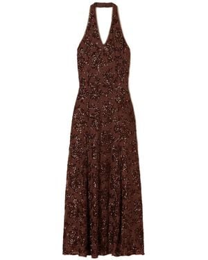Twinset Robe Brodée De Sequins À Dos Nu - Brown