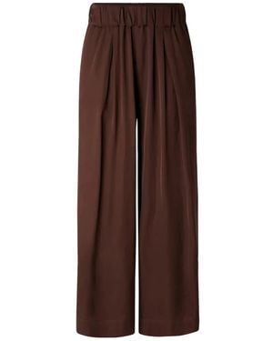 Sessun Isla Night Pleated-Front Elasticated-Waistband Trousers - Brown