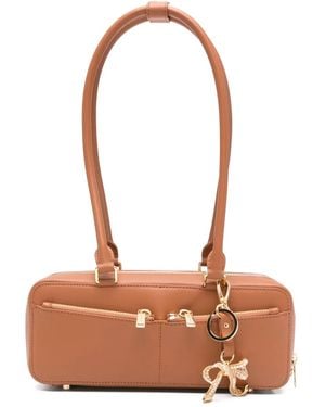 Self-Portrait Crystal-Embellished Tote Bag - Brown