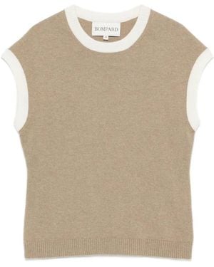 Bompard Contrast-Trim Short-Sleeve Vest - Natural