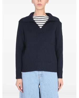 Saint James Jersey con cuello en V - Azul