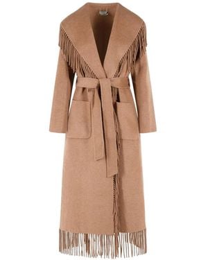 Jonathan Simkhai Fringe-Trimmed Belted Coat - Natural