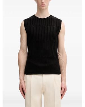 ANDERSSON BELL Ribbed-Knit Sleeveless Sweater - Black