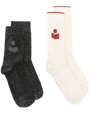 Isabel Marant Logo-Intarsia Socks Set - Black