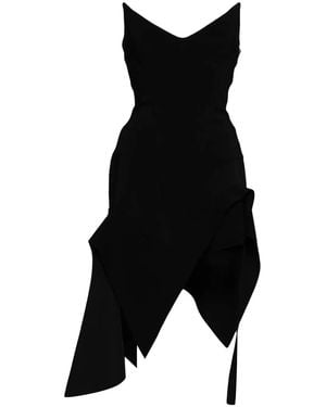 Mugler Asymmetric Bustier Dress - Black