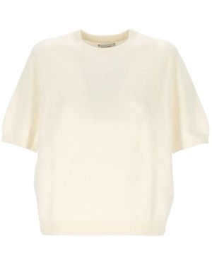 Soft Goat Short-Sleeve Fine-Knit Cashmere T-Shirt - Natural