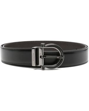 Ferragamo Ceinture En Cuir À Boucle Gancio - Grey
