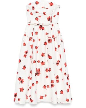 Self-Portrait Floral-Print Taffeta Dress - White