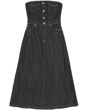 Ganni Fluffy Denim Corsage Maxi Dress - Black