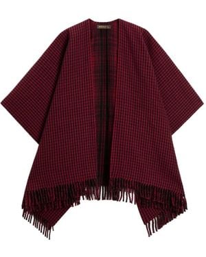 Woolrich Check Fringed Cape - Purple