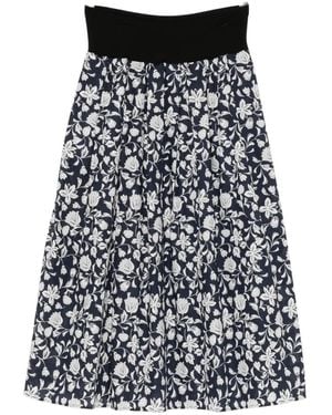 agnès b. Floral-Print Pleated Skirt - Black