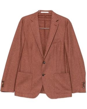 Eleventy Single-Breasted Notched-Lapels Jacket - Brown
