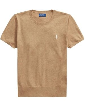 Polo Ralph Lauren Kurzärmeliger Pullover Mit Logo-Stickerei - Natur