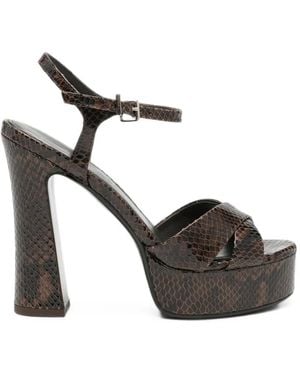 Chantal Snakeskin-Effect Platform Sandals - Black