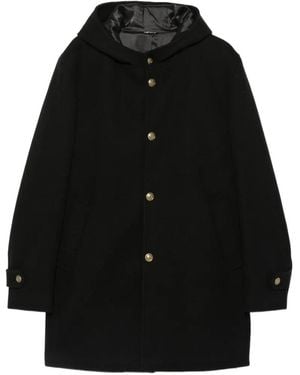 Daniele Alessandrini Hooded Buttoned Coat - Black