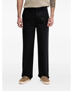 ARMANI EXCHANGE Logo-Plaque Straight-Leg Trousers - Black