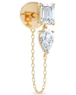 LOEV Diamond Chain-Link Stud Earring - White