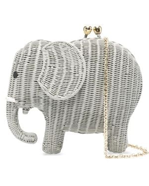 Serpui Drake Elephant Woven Clutch Bag - White