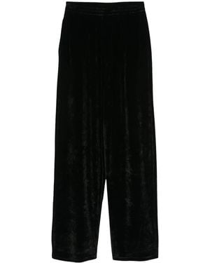 Balenciaga Velvet-Effect Straight-Leg Pants - Black