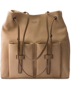 Prada Route Large Leather Bag - Brown