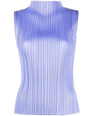 Pleats Please Issey Miyake ノースリーブ ブラウス - ブルー