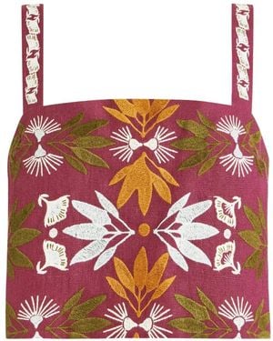 Marie Oliver Payton Embroidered Cropped Top