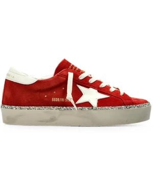 Golden Goose Hi Star Glitter-Trim Trainers - Red