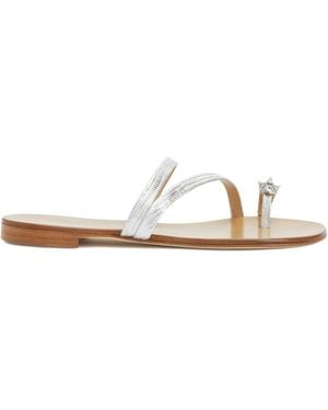 Giuseppe Zanotti Febe Crystal-Embellished Leather Sandals - White