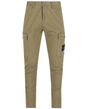Stone Island Logo-Patch Cargo Trousers - Green
