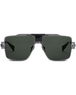 Balmain Geometric-Frame Sunglasses - Green