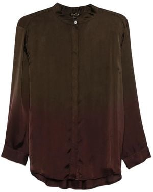 Yavi Chemise En Soie À Boutonnière - Marron