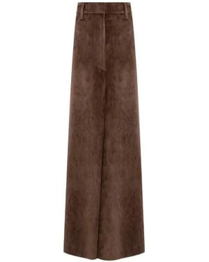 Brunello Cucinelli Corduroy-Effect A-Line Midi Skirt - Brown