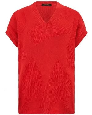 Moorer V-Neck Knitted Jumper - Red