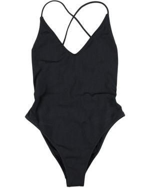 BELAMER Elen Ribbed Crossover-Strap Swimsuit - Blue