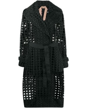 N°21 Abrigo Midi Con Diseño Perforado - Negro