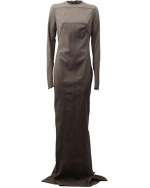 Rick Owens Long-sleeve Panelled Maxi Dress - Brown