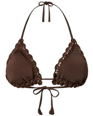 Twinset Knitted-Trim Triangle Bikini Top - Brown