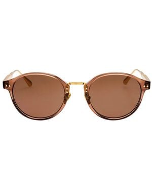 Linda Farrow Marco Round-Frame Sunglasses - Brown