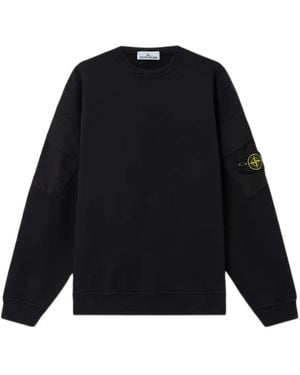 Stone Island Compass-Motif Crew-Neck Sweatshirt - Black