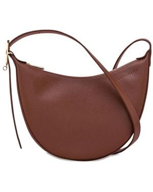Longchamp Small Le Foulonné Grained-Leather Cross Body Bag - Brown