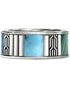 John Hardy Ring Mit Geometrischem Einsatz - Blau