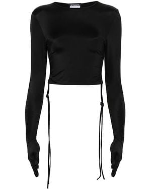 Vetements Cropped Long-Sleeve T-Shirt - Black