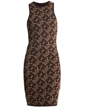 Michael Kors Logo-Print Mini Dress - Brown