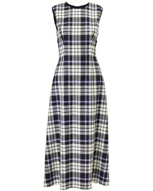 Carolina Herrera Plaid A-Line Midi Dress - White