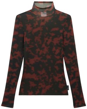 Courreges Tortoiseshell-Effect Mock Neck Top - Black