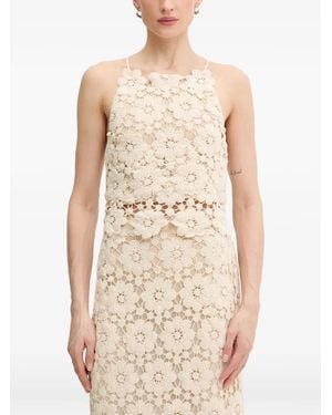 Bardot Veneta Crochet-Knit Halterneck Top - Natural