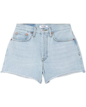 RE/DONE 70S High-Rise Frayed Shorts - Blue