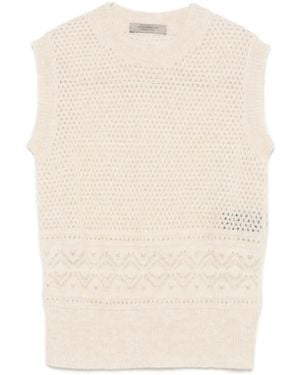 D.exterior Open-Knit Sleeveless Jumper - White