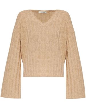 By Malene Birger V-Neck Chunky-Ribbed Jumper - Natural